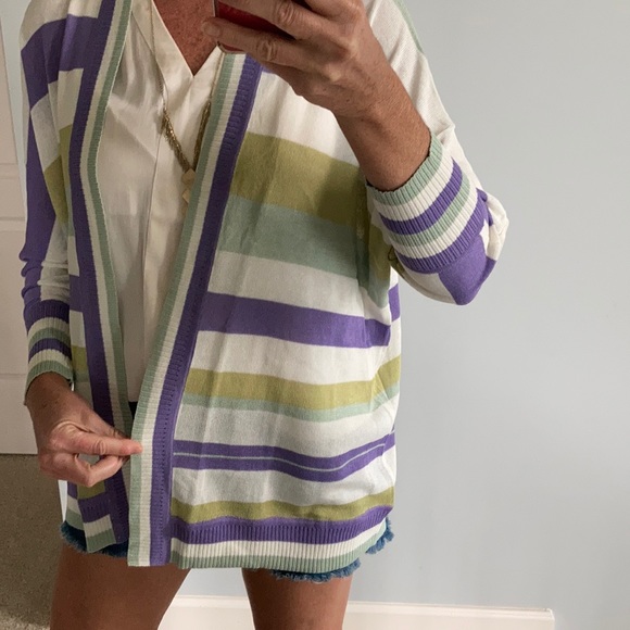 Striped Open Style Cardigan Sweater - Picture 4 of 8